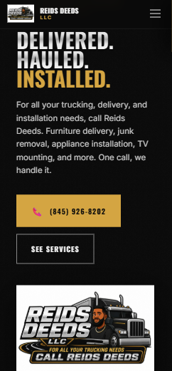 Reid's Deeds LLC website on mobile